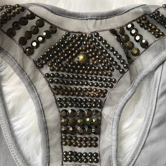 Grey Studded Back Tank Top Small - Picture 3 of 8